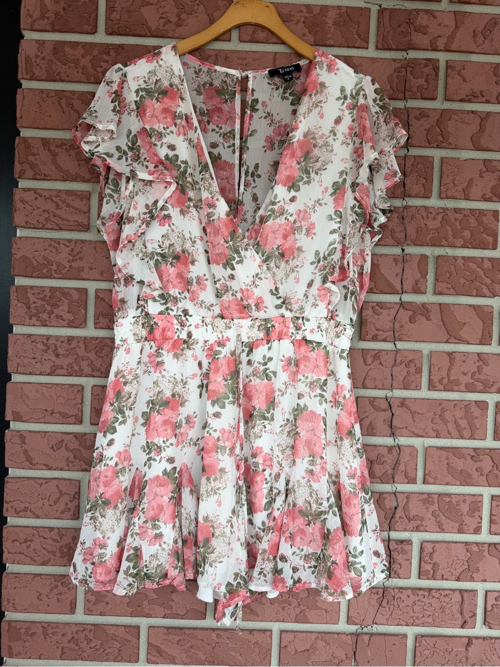 Trixxi White Mini Dress with Pink Floral Print